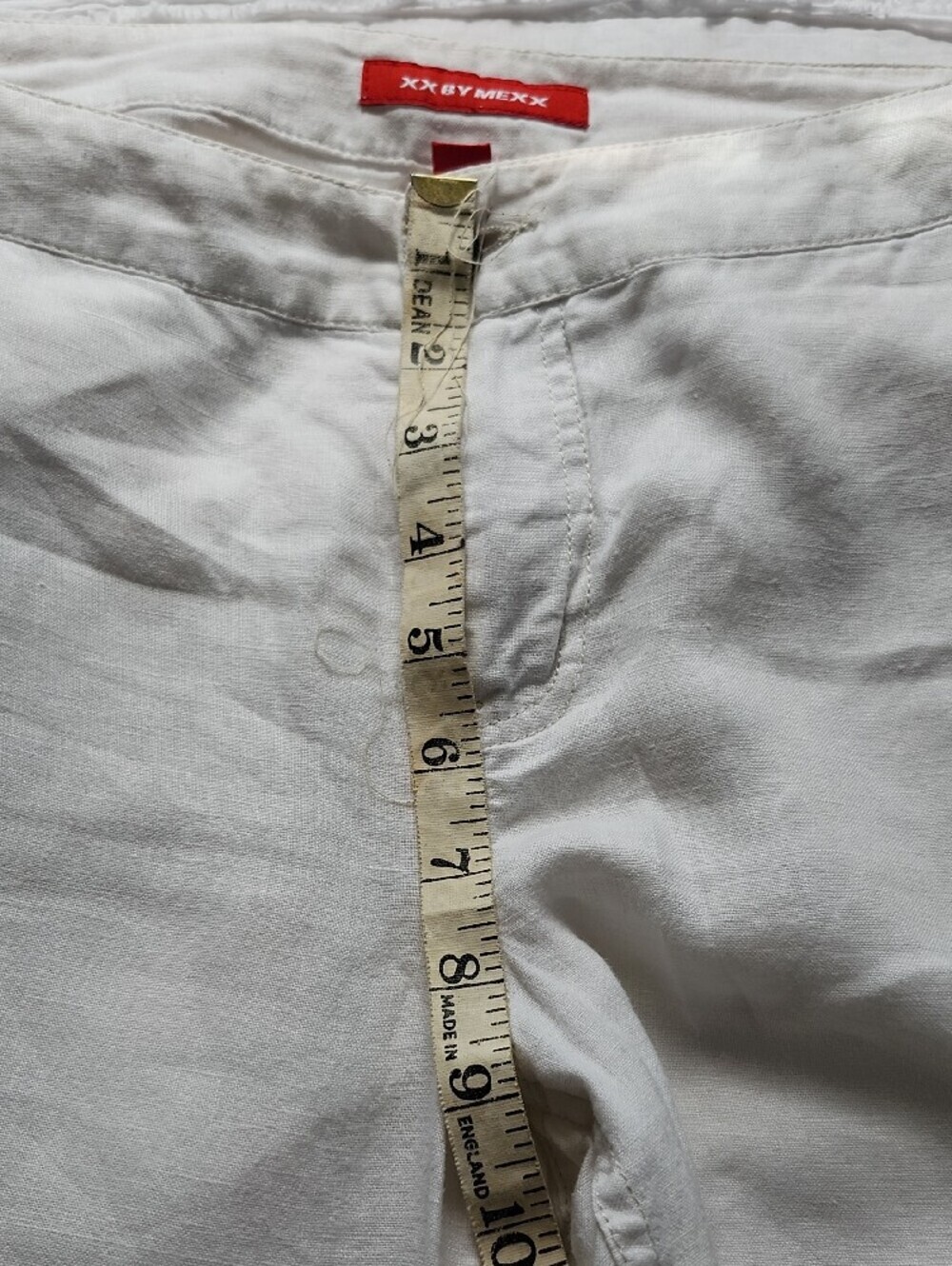 White 100% Linen Wide Leg Cargo Pants MEXX Size 8 Coastal Summer Resort - Picture 7 of 12